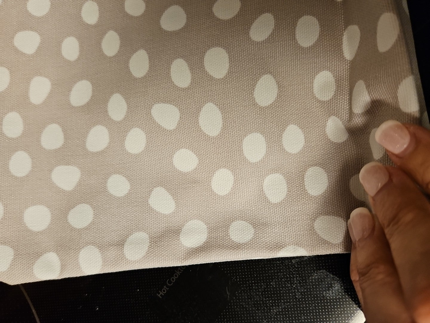Thirty-One Taupe Beige Lotsa Dots Retired Zipper Bag 12"x 9.5" EUC