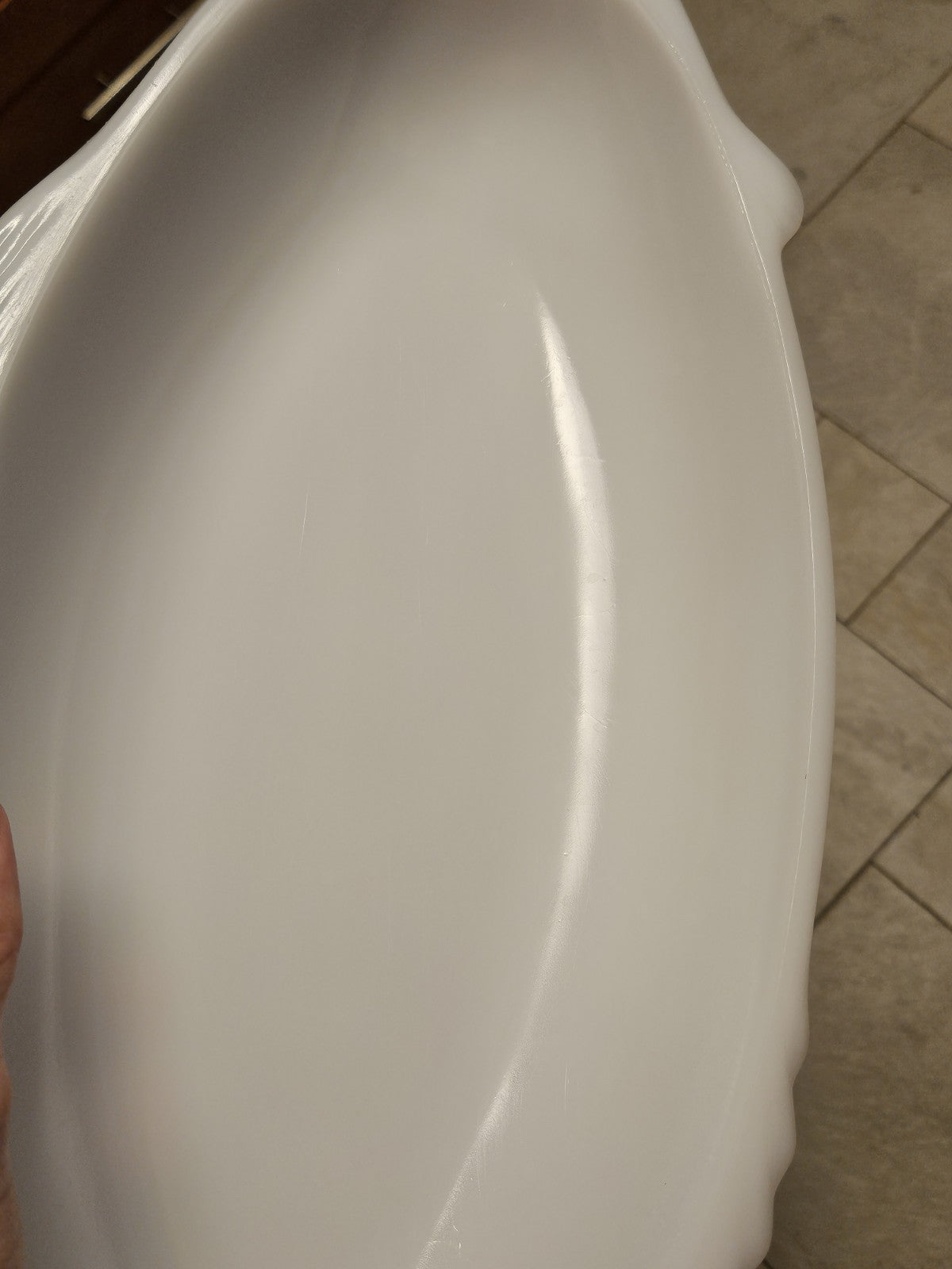 Vintage GlasBake Milk Glass Large Fish Serving Platter 18" x 8.5" Reversed Stamp