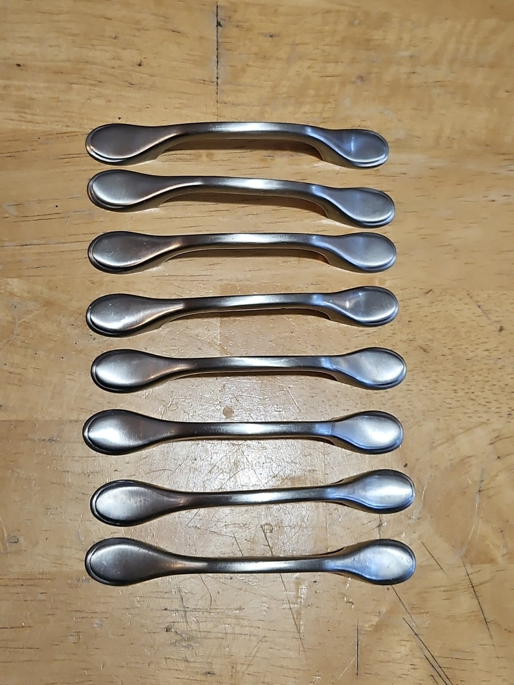 Set Of 8 - 3 Inch Center to Center Satin Nickel Cabinet Pulls 5" Long