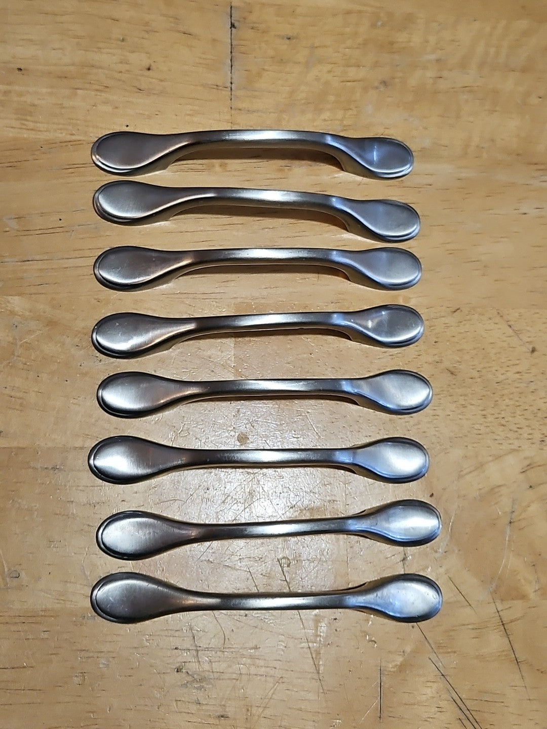 Set Of 8 - 3 Inch Center to Center Satin Nickel Cabinet Pulls 5" Long