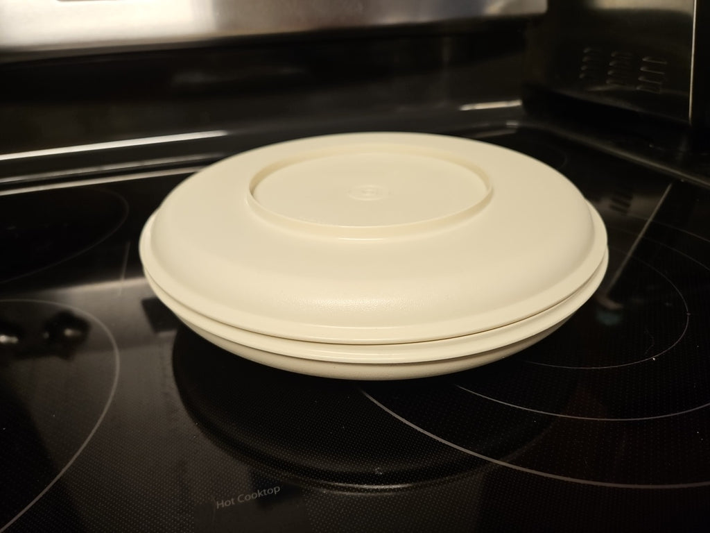 Vintage Tupperware Serve It All Replacement Plates #1531-4 & 1532-4 Almond