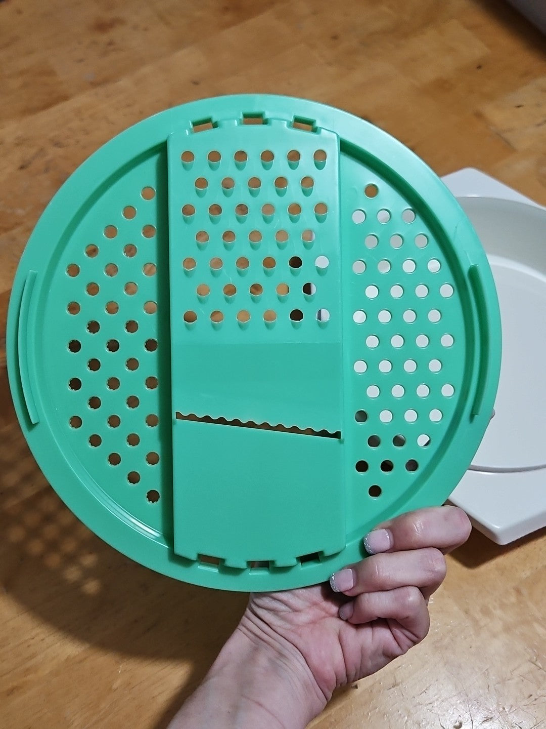 Vintage Tupperware Jadeite Green Cheese Grater W/ Almond Bowl 2 Pc Set - No Lid
