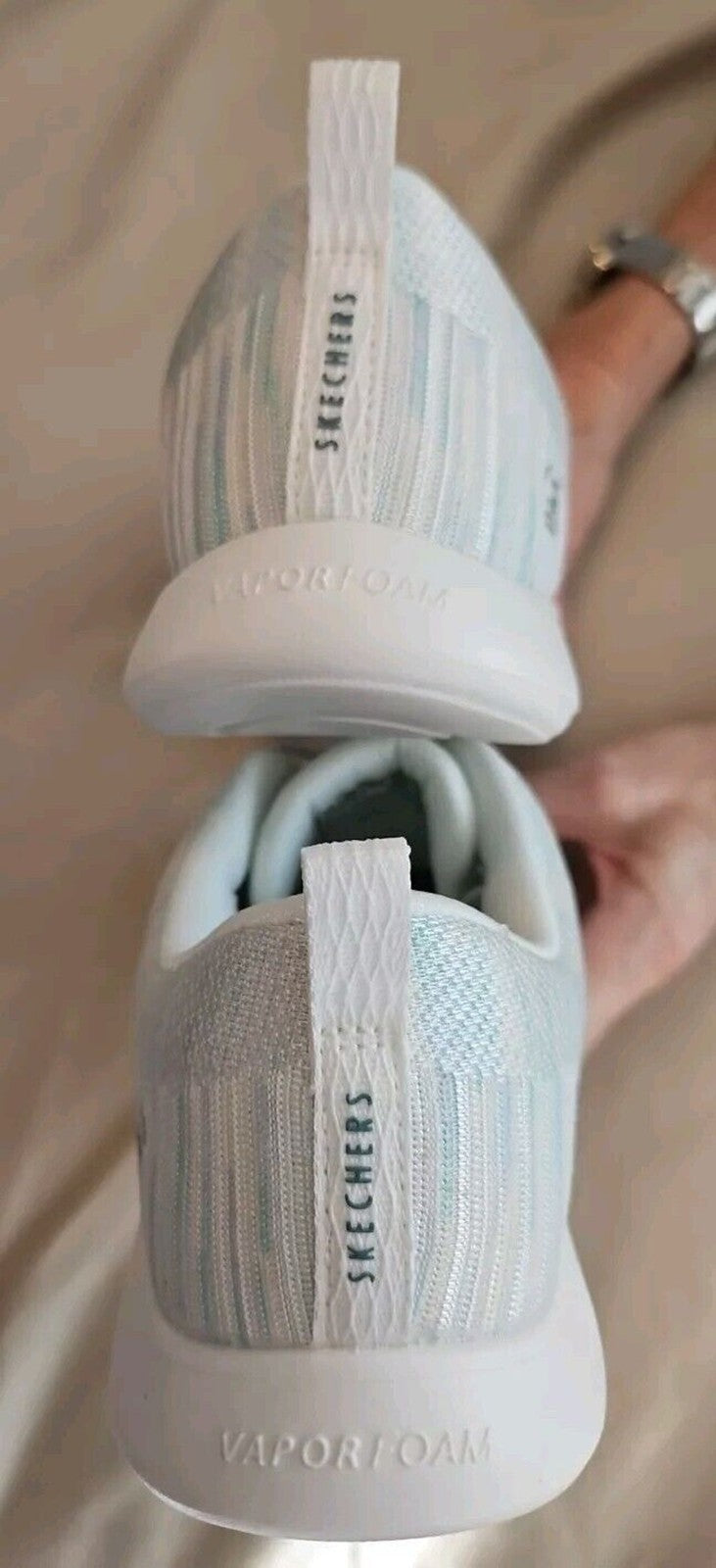 New Skechers Vapor Foam Lite Spark Sneakers Women's 7.5 White Multi Slip-on