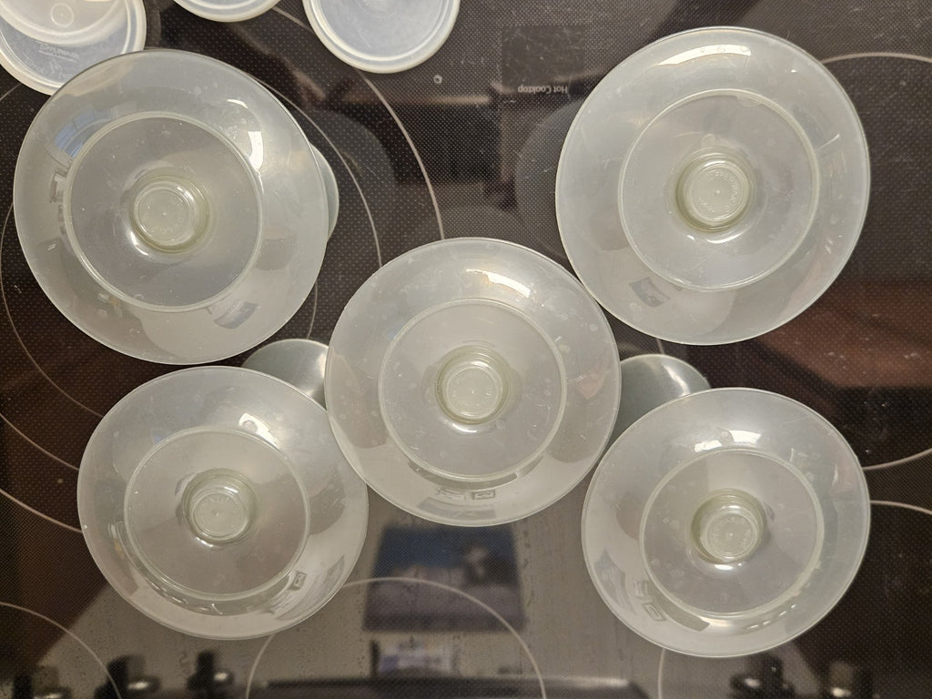 Set Of 5 Vintage Tupperware Parfait Cups Smoke Grey With Lids #754 & #296 EUC