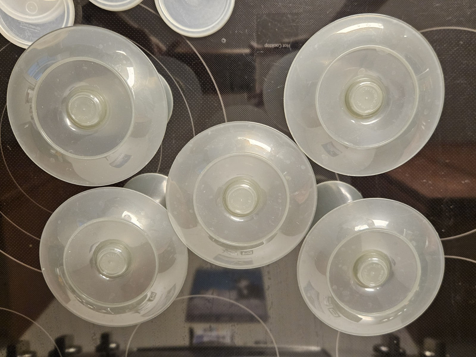 Set Of 5 Vintage Tupperware Parfait Cups Smoke Grey With Lids #754 & #296 EUC