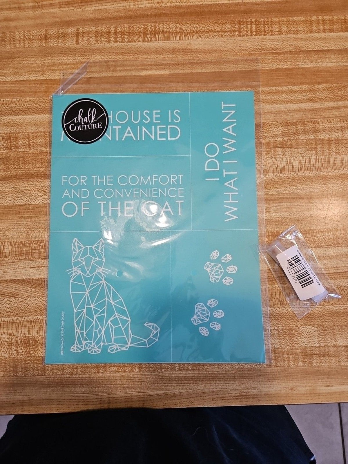 Chalk Couture Transfer 8.5" X 11" NIP Geo Cat 2018 Plus 1 Stick Paste Wax