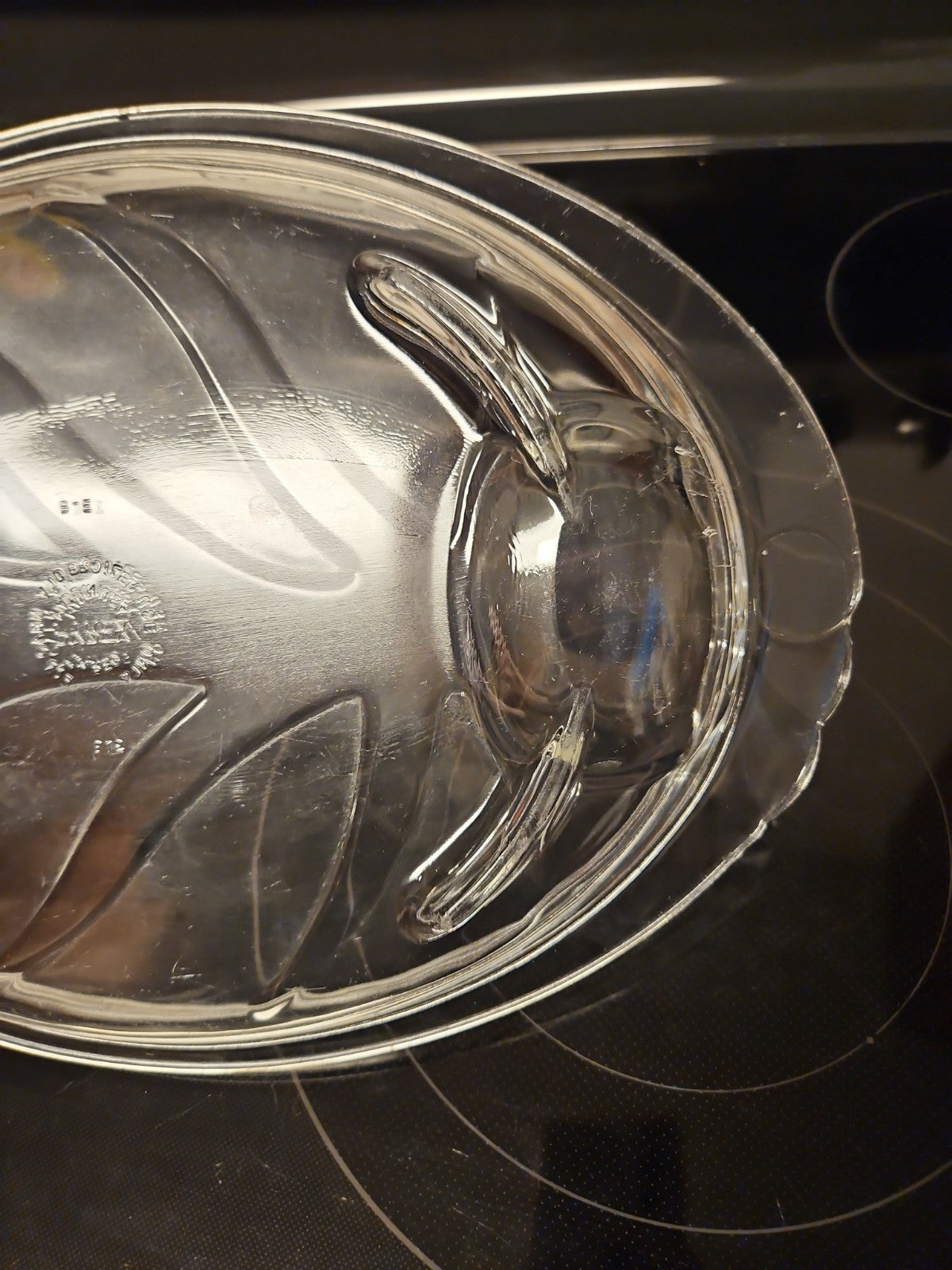 Vintage Pyrex 815 Clear Glass Tree of Life 15" Serving Platter w/Drip Well
