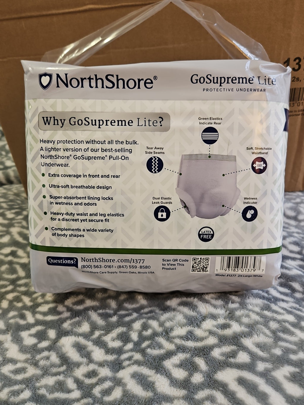 New Sealed NorthShore GoSupreme Lite Pull-On Underwear White 2XL 12 Ct #1377