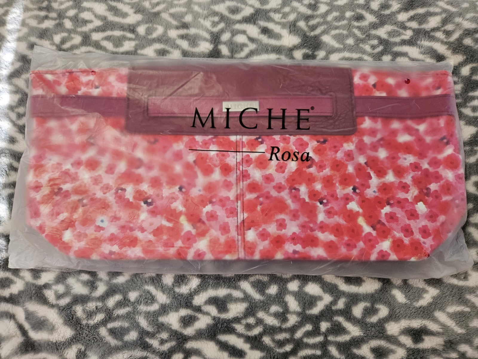 New In Package Miche Rosa Handbag Classic Shell Faux Leather Pink Floral