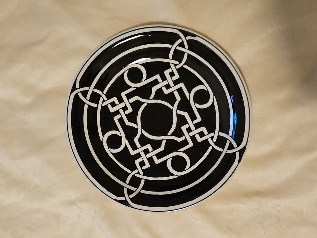 Lot of 5: Z-Gallerie Black & White Labyrinth Salad Plate 8.5" - No Chips, Cracks