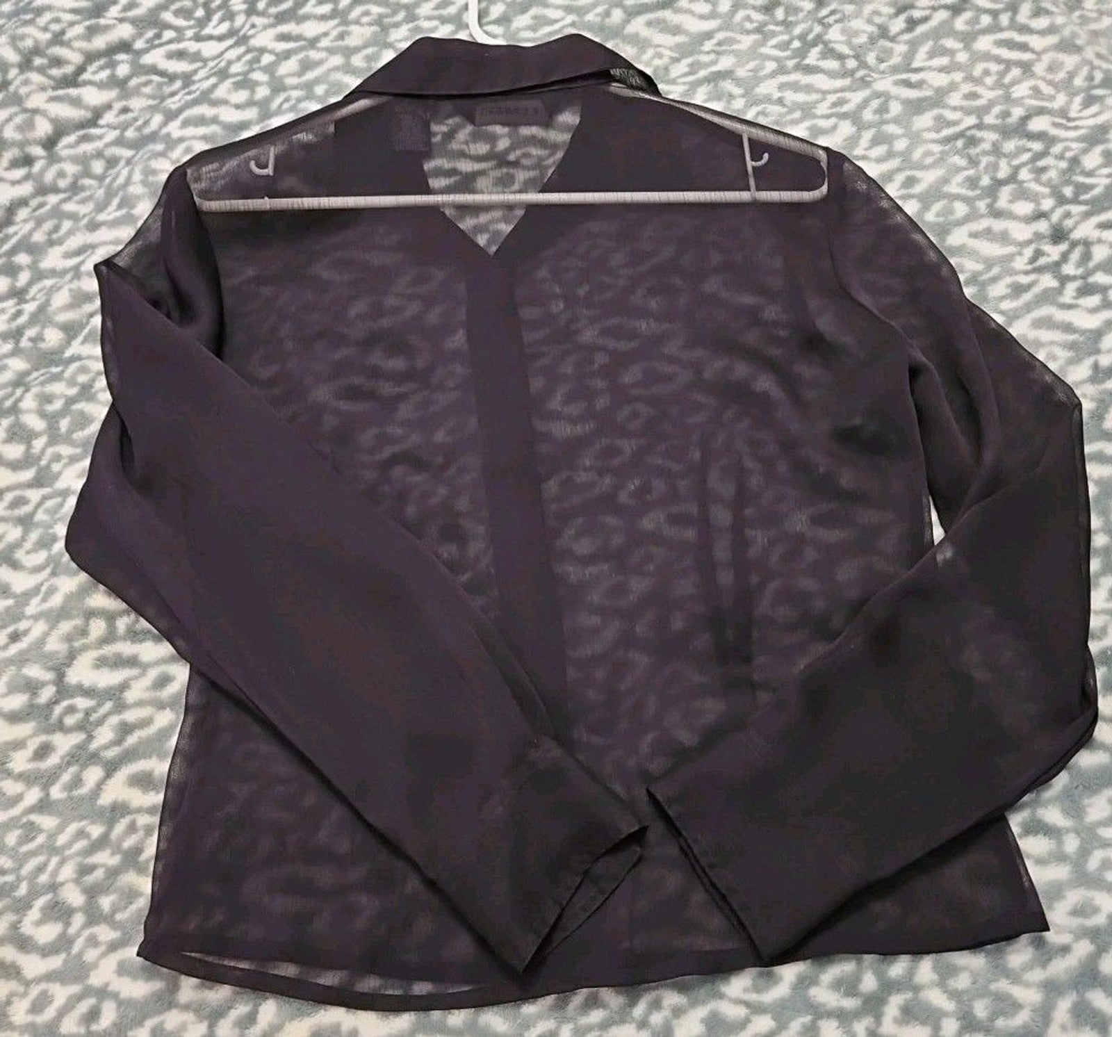 Vintage Express Women’s Sheer Plum Purple Button Up Long Sleeve Shirt Size 5/6