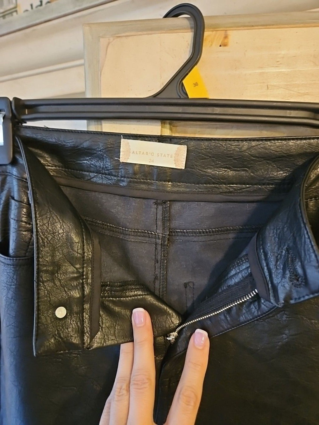 Altar'd State Black Vegan Faux Leather Pleather High Rise Pants Size 24 / XS