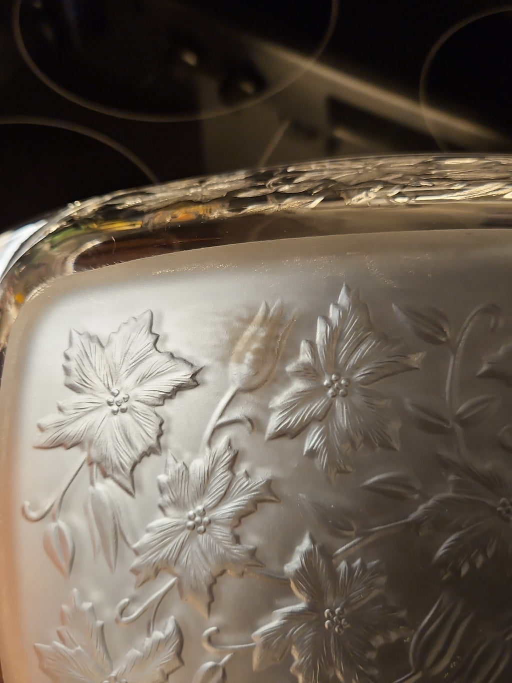 Vintage Princess House Fantasia Glass Casserole Baking Dish Poinsettia 13.5x8.5