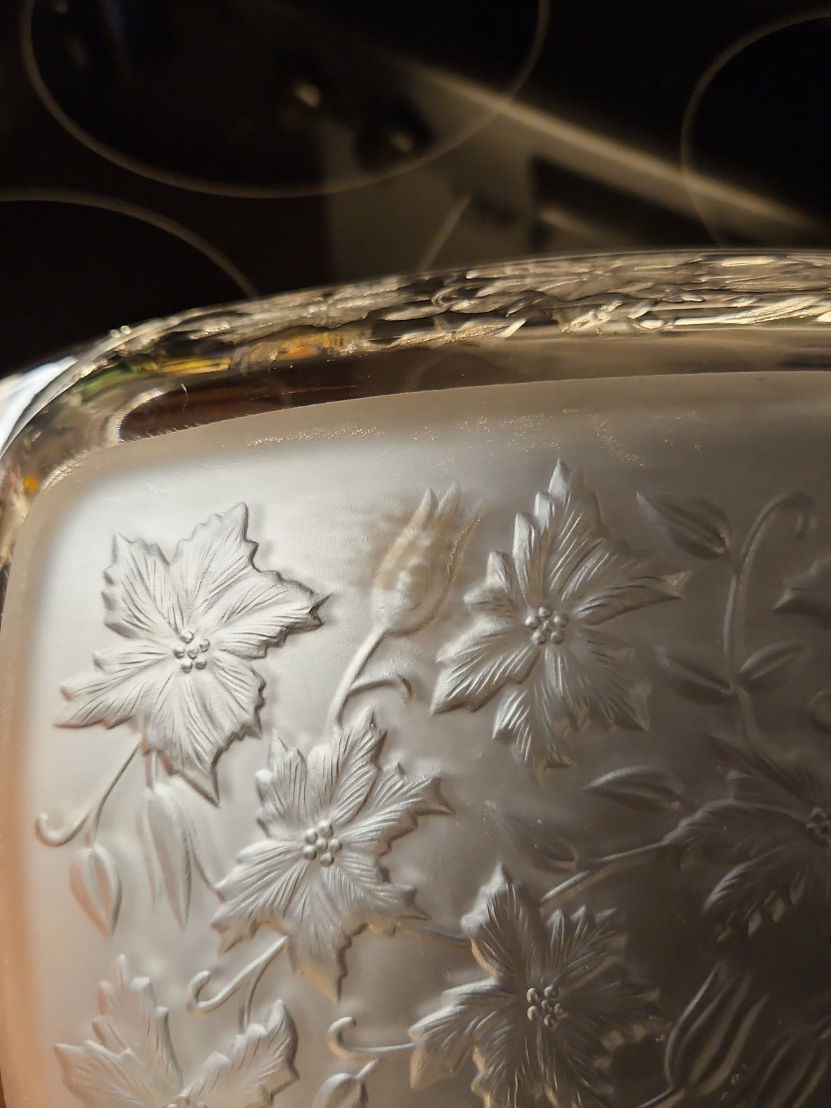 Vintage Princess House Fantasia Glass Casserole Baking Dish Poinsettia 13.5x8.5
