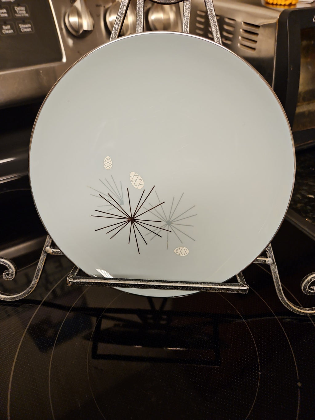 Vintage MCM Franciscan Silver Pine Salad Plate Near Mint 8.25" Atomic Pine