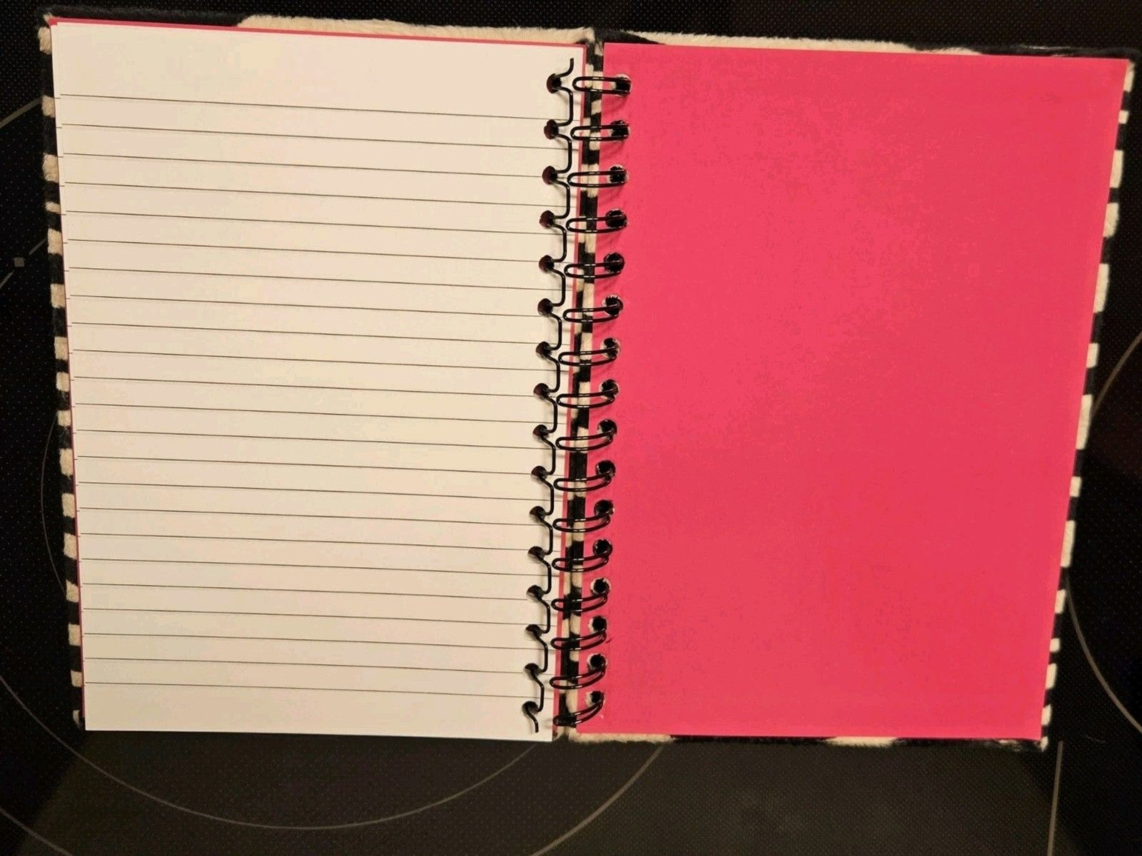 Sexy Chic Fuzzy Zebra Print Hardcover Journal Ruled Pink Lining 8.5" X 6"