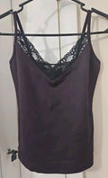 Currants Y2K Purple  and Black Lace V Neck Cami Top Juniors Size M