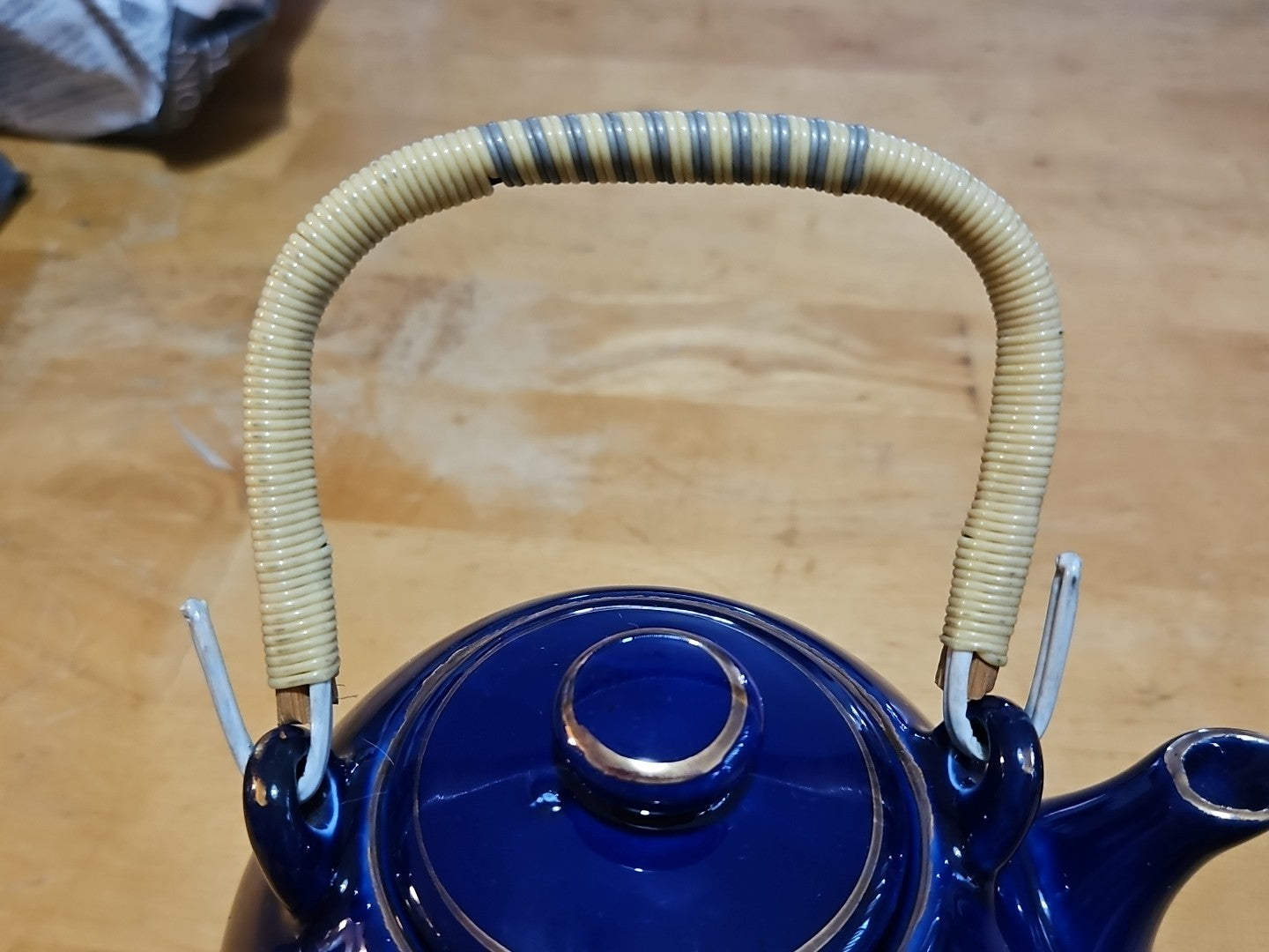 Vintage Japanese Cobalt Blue Tea Set With Gold Peacock Design - Teapot W/ 4 Cups