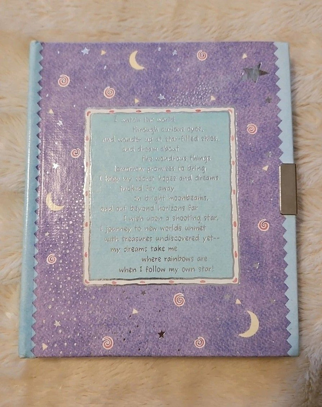 Whimsical Celestial Theme Hallmark Hardcover Locking Dream Journal 7.5" X 6.5"