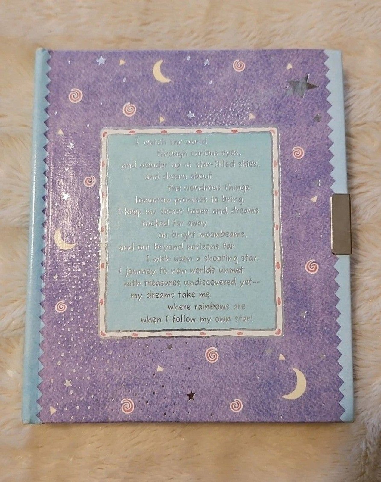 Whimsical Celestial Theme Hallmark Hardcover Locking Dream Journal 7.5" X 6.5"