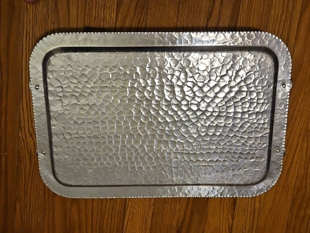 VINTAGE CONTINENTAL SILVER CO WILD ROSE BRILLIANTONE #1023 HAMMERED SERVING TRAY