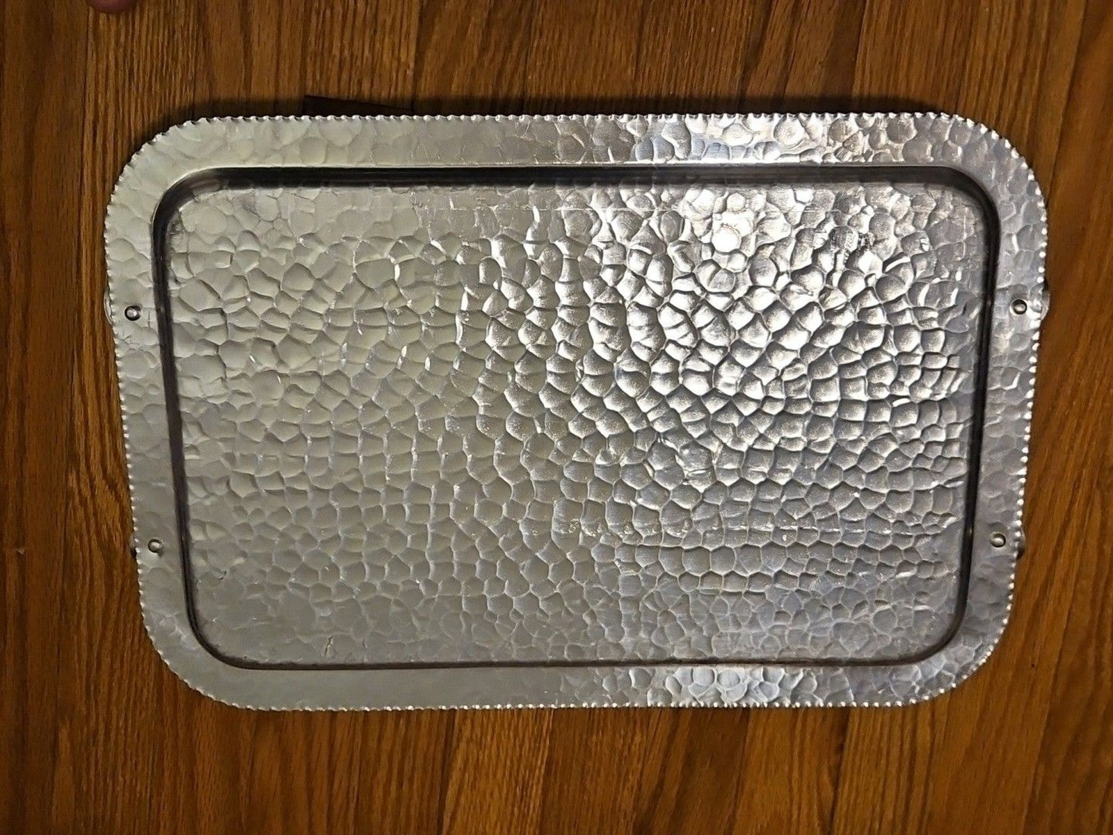 VINTAGE CONTINENTAL SILVER CO WILD ROSE BRILLIANTONE #1023 HAMMERED SERVING TRAY