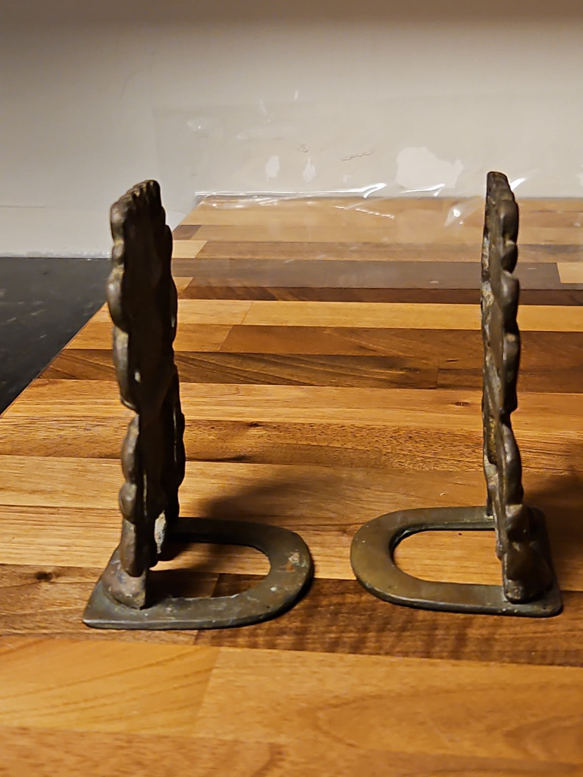 Vintage MCM Mesoamerican Mayan Deity Aztec Warrior Style Brass Bookends