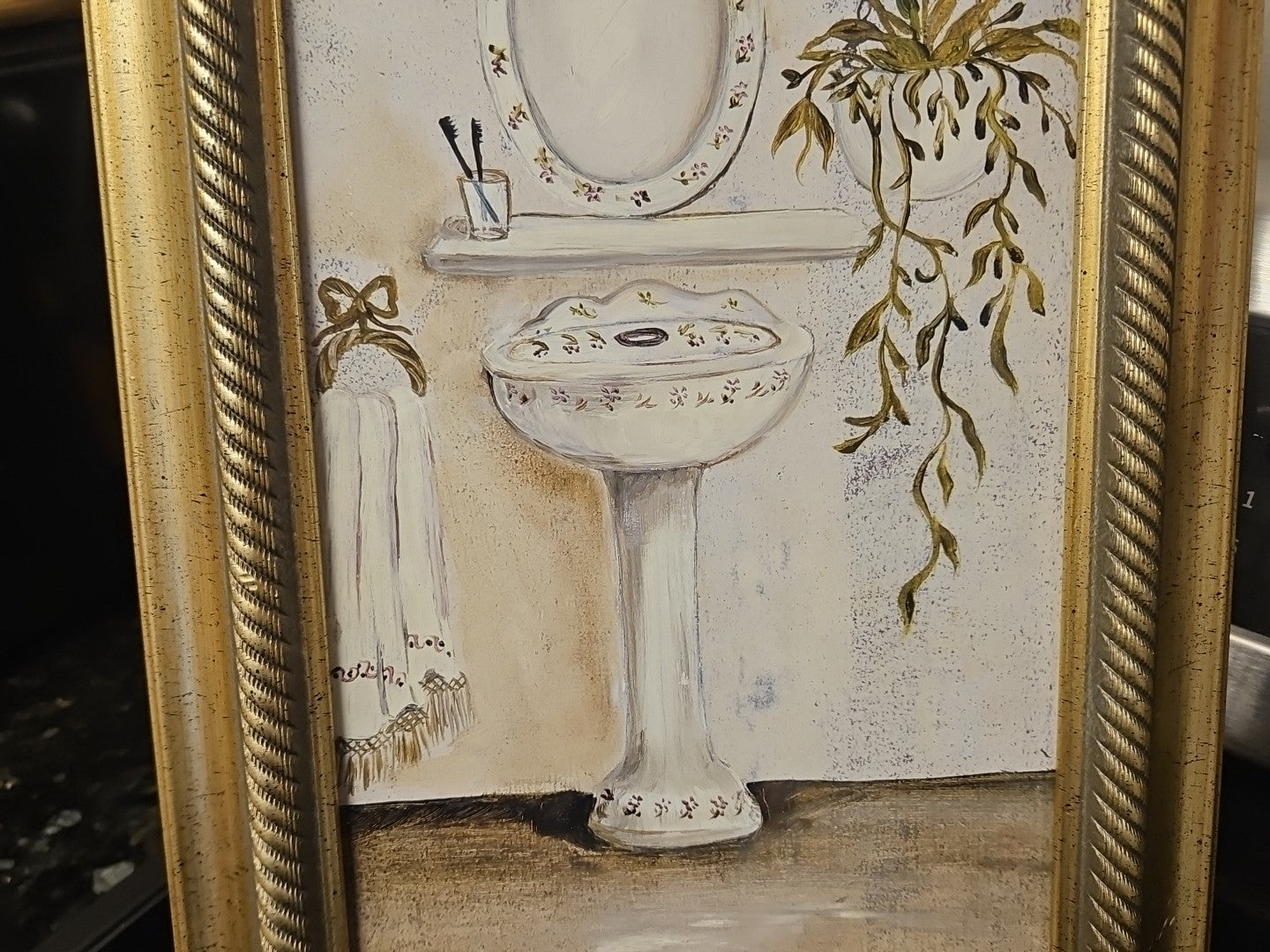 Framed Vintage Style Victorian Sink Bathroom Art Decor Print 17"x11"