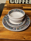 Vintage Gibson Foley Stoneware Service for 2 - Dinner & Side Plates & Bowls 6pcs