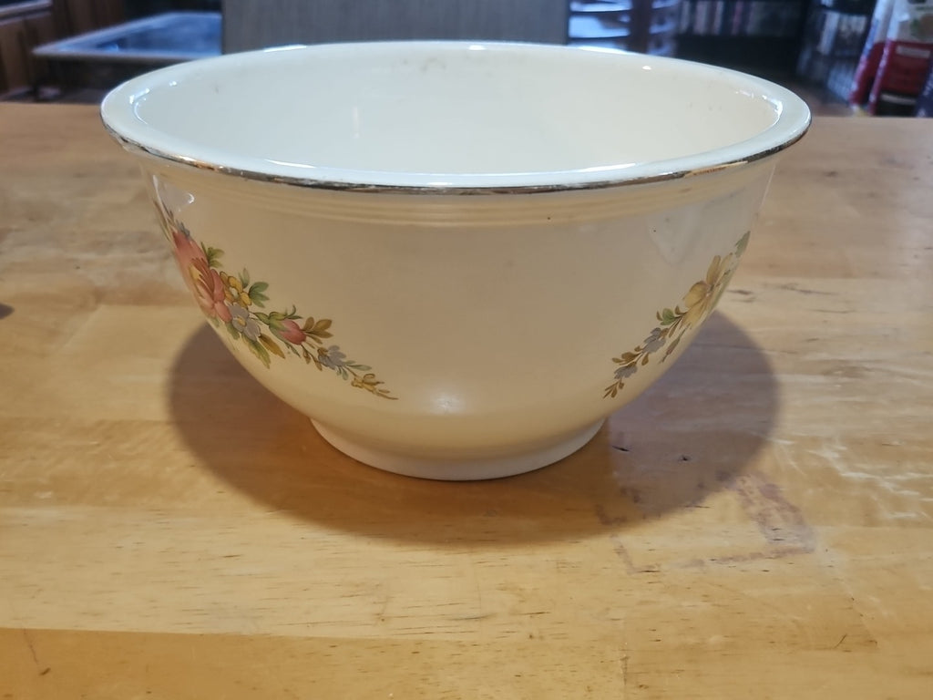 Vintage Homer Laughlin Kitchen Kraft Large 10" Floral Spring Wreath Mixing Bowl