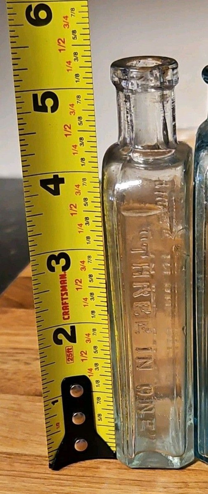 Set Of 3 Sec Gen 1900's Antique Three In One 3 in 1 Oil Co Blown Glass Bottles
