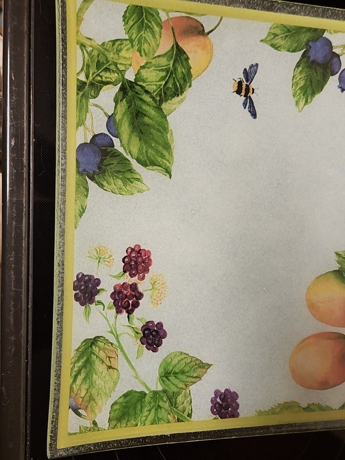 Gorham Fall Orchard Fused Art Glass 13.75" Square Serving Platter - Beautiful!