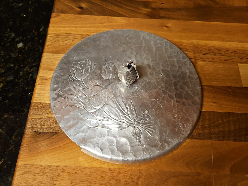 Vintage Rodney Kent Hammered Aluminum Lid Tulip Finial Replacement Topper