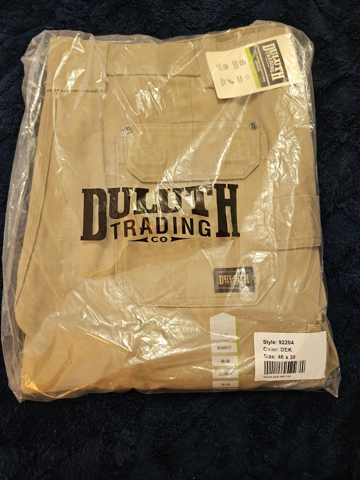 NWT Duluth Trading Co Mens Fire Hose Relaxed Fit Cargo Work Pants 46×30 Khaki