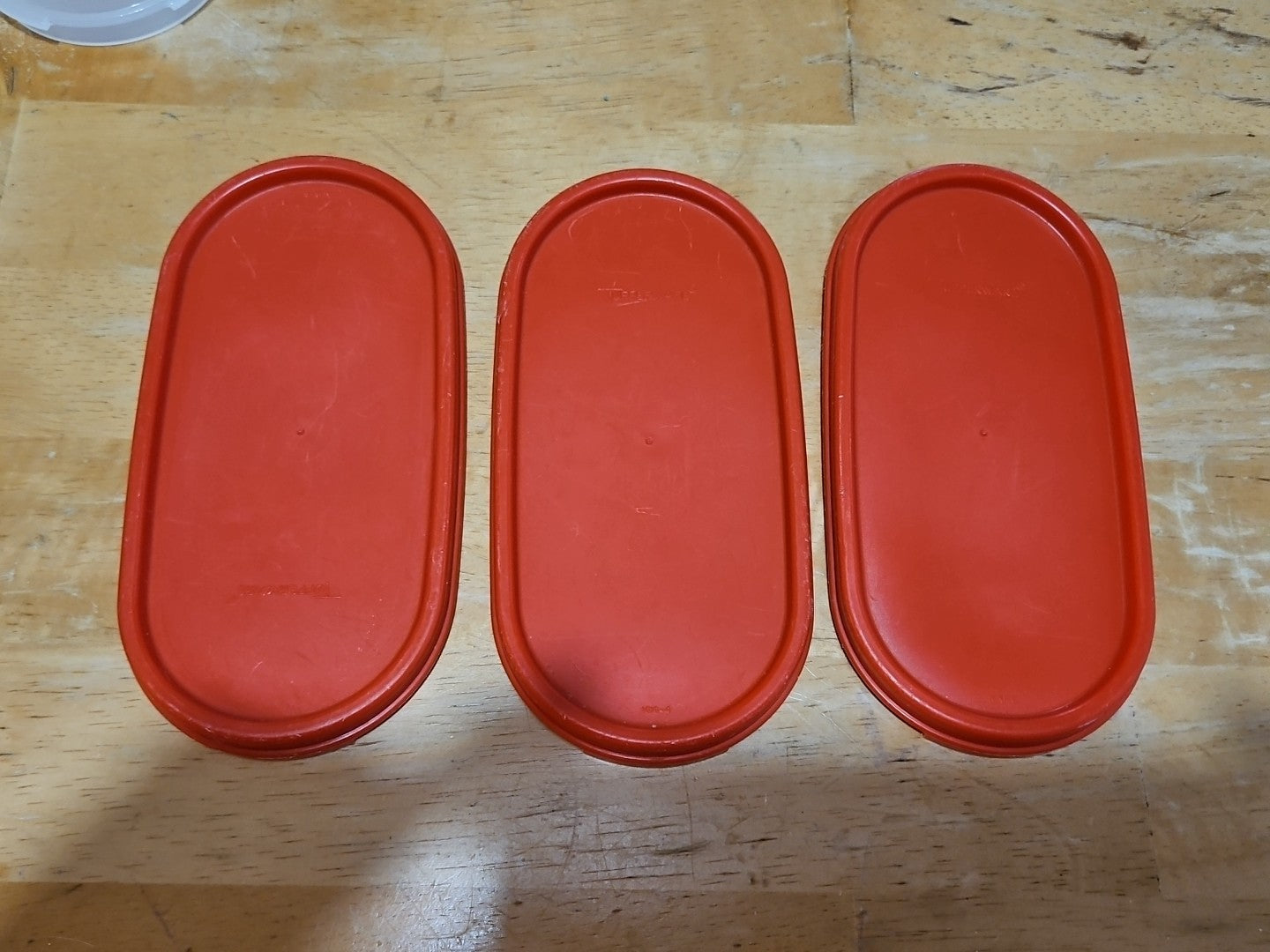 Set of 3 Vintage Tupperware Modular Mates  1613, 1612, 1611 Sz 1,2 & 3 W Red Lid