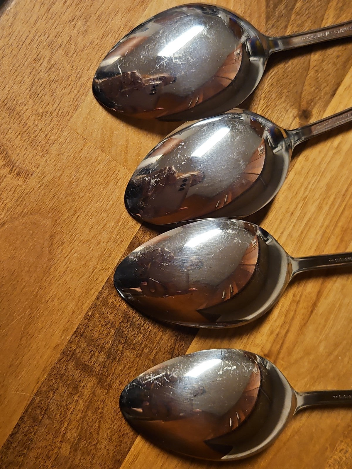 Lot Of 4 Vintage CustomCraft Stainless Steel Spoons CUS10 Rose Design Tablespoon