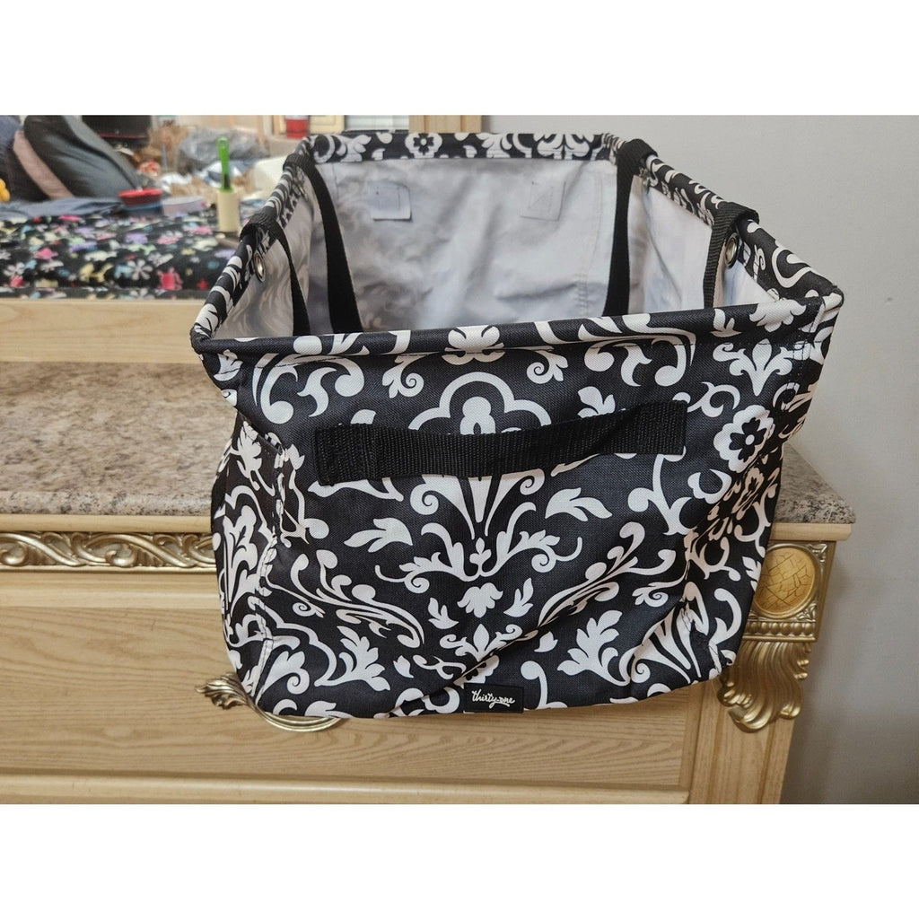Thirty-One 31 Deluxe Utility Tote Black & White Parisian Pop