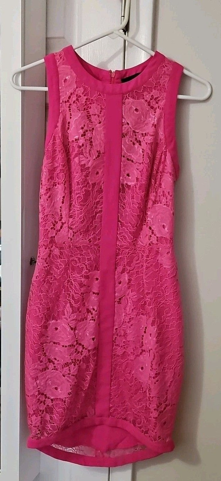 Adelyn Rae Pink Lace Dress High Low Hem Women's Size Small