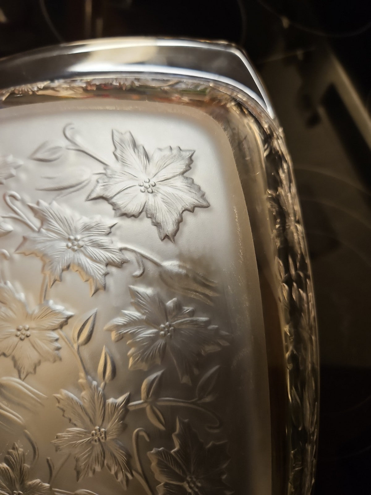 Vintage Princess House Fantasia Glass Casserole Baking Dish Poinsettia 13.5x8.5