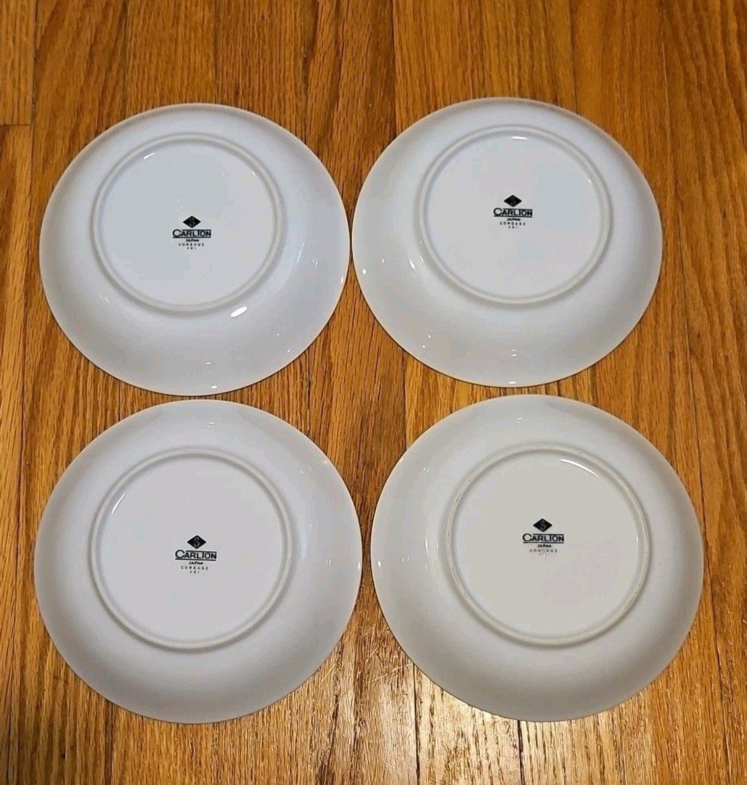 Carlton China Corsage 481 Japan 7 3/4" Soup Bowls Pink & Blue Floral Set Of 4