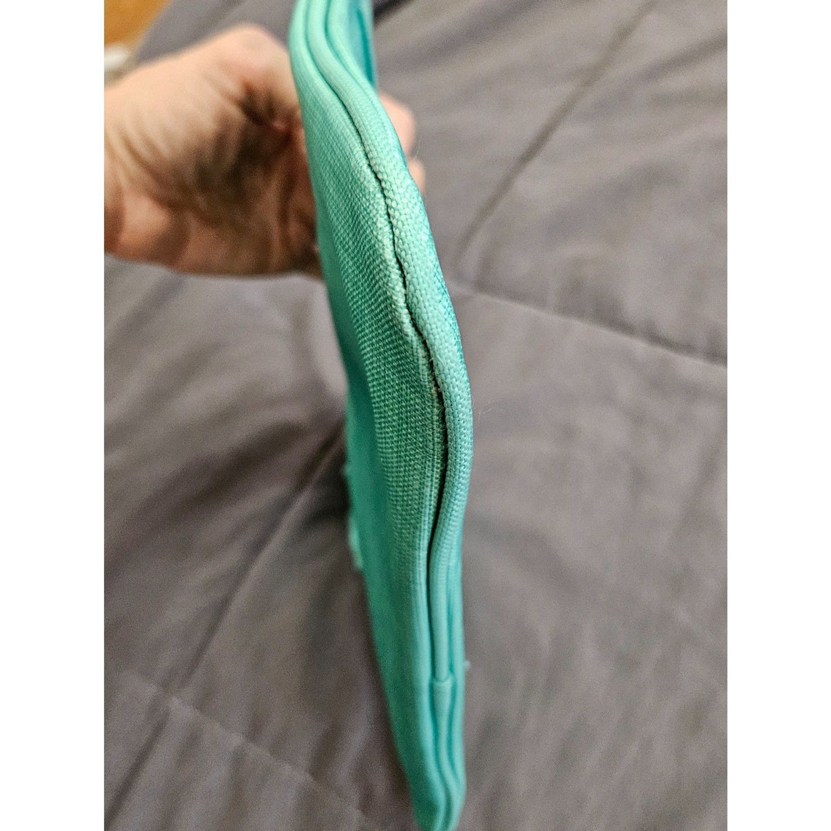 Thirty-One Pocket-A-Tote Teal Cross Hatch Organizer Snap on Zipper Pocket