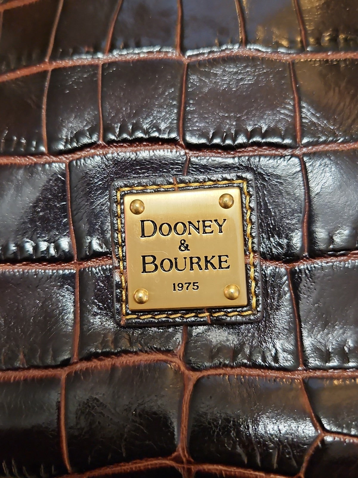 Y2K Dooney & Bourke Croco Fino Leather Satchel Brown T Moro Near Mint