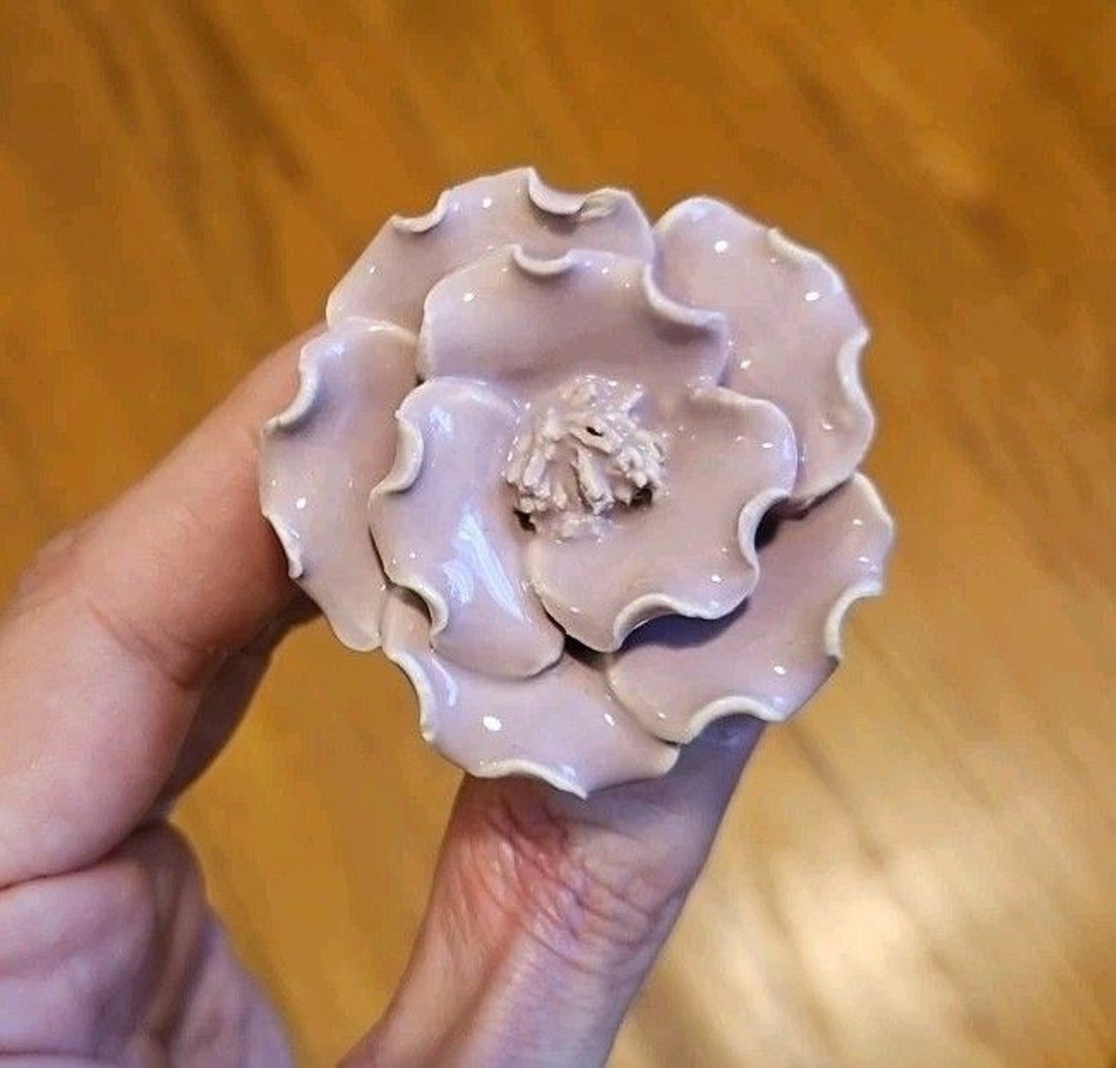 Anthropologie Drawer Pull Lavender Flower Enamel On Ceramic Cabinet Knob