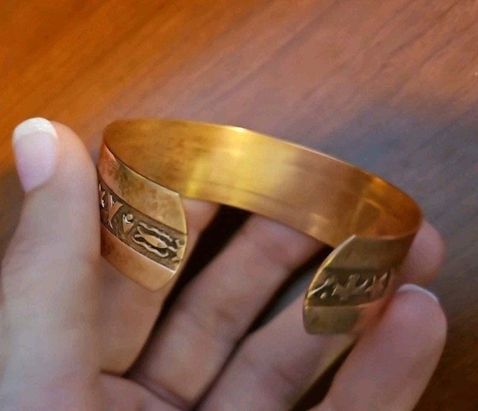 Vintage 90's Copper Native American Southwestern Style Cuff Bracelet, 5.25in