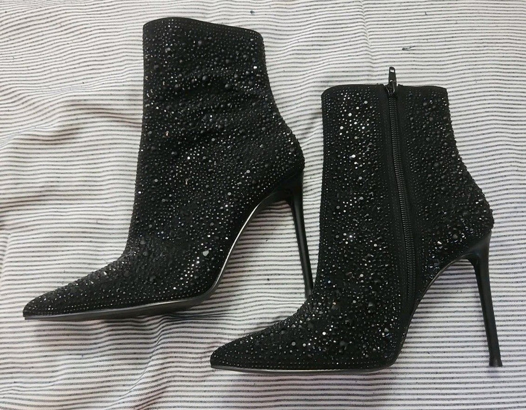 Steve Madden Black Rhinestone Studded Valora Boots Size 6 M