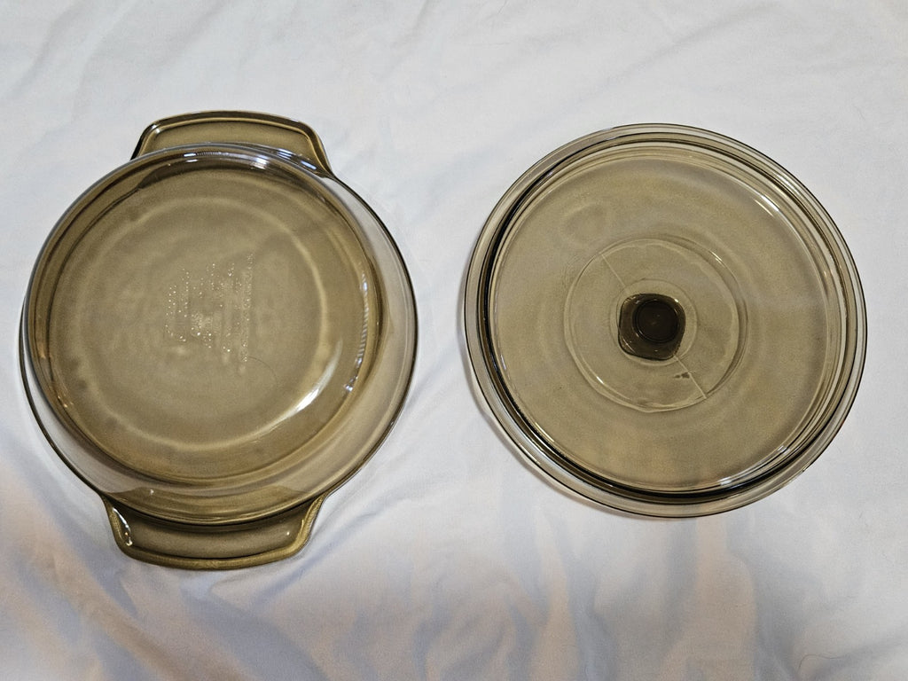 Vintage Anchor Hocking Brown Glass 1.5qt Casserole Dish w/ Lid #1037