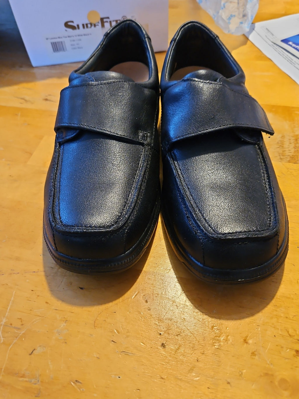 SureFit London Hook & Loop Moc Toe Shoes Soft Leather Black Men’s 12W EUC