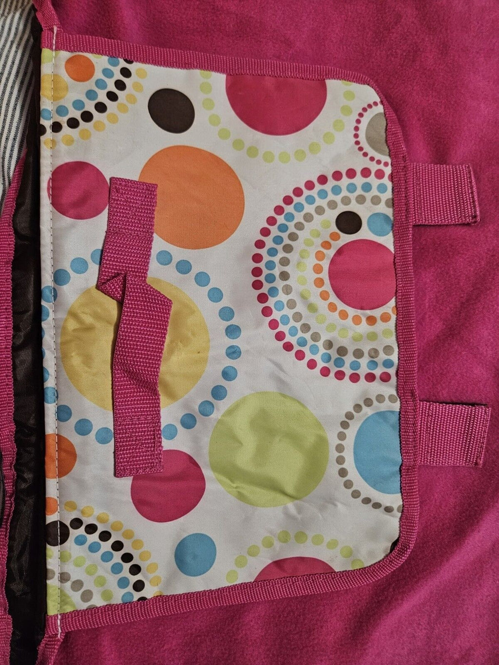 Thirty-One Circle Spirals Nylon & Fleece Around Town Blanket Roll-Up Very Nice!