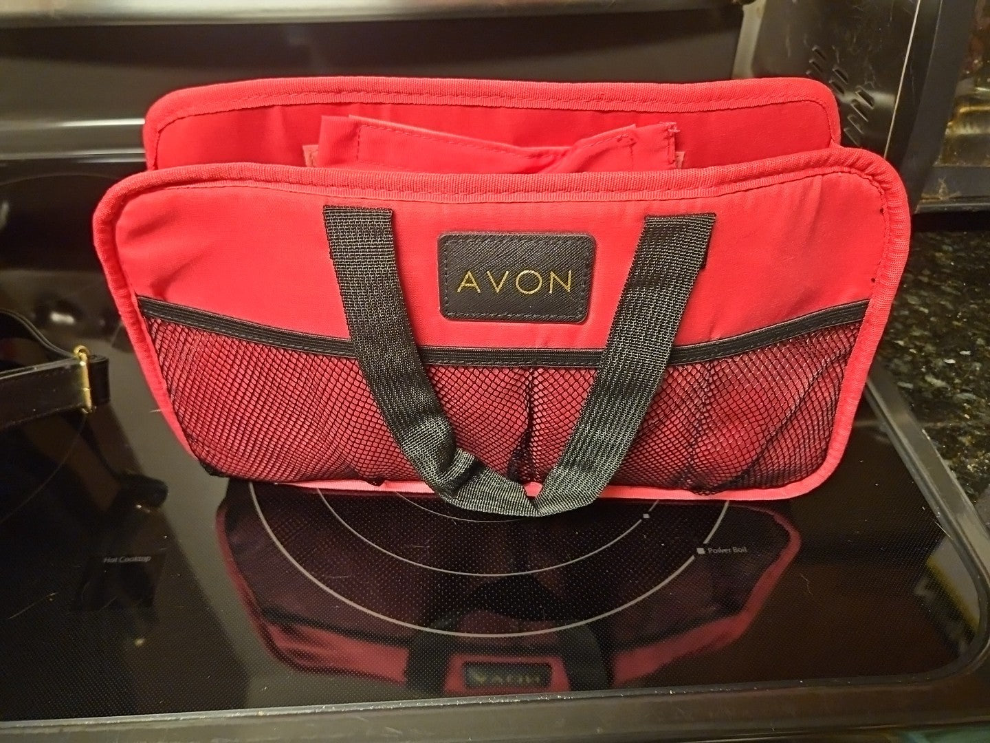 Avon Consultant Premier Beauty Business Tote Bag Purse Black & Pink With Insert