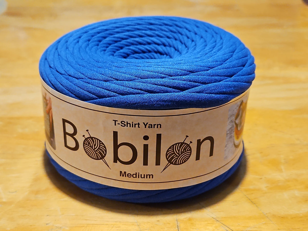 Brand New Roll Of Bobilon Yarn T-shirt Yarn Medium 7-9mm Blue 110 Yards
